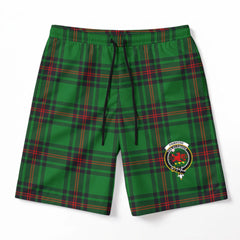 Primrose Tartan Crest Men's Beach Shorts