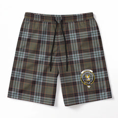 Stewart Old Weathered Tartan Crest Men's Beach Shorts