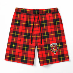 Wallace Hunting Red Tartan Crest Men's Beach Shorts