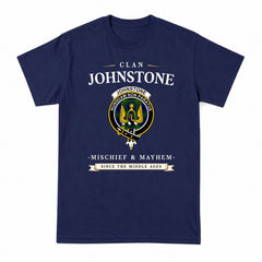 Johnstone Modern Tartan Crest Mischief and Mayhem T-shirt