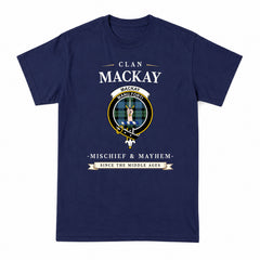 MacKay Ancient Tartan Crest Mischief and Mayhem T-shirt