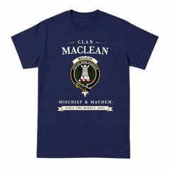 MacLean Hunting Tartan Crest Mischief and Mayhem T-shirt