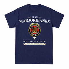 Marjoribanks Tartan Crest Mischief and Mayhem T-shirt