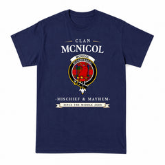 McNicol (of Scorrybreac) Tartan Crest Mischief and Mayhem T-shirt