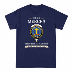 Mercer Modern Tartan Crest Mischief and Mayhem T-shirt