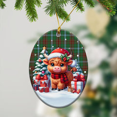Gayre Tartan Christmas Ceramic Ornament - Highland Cow Winter Style