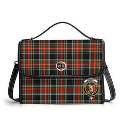 Stewart Black Tartan Crest Satchel Bag