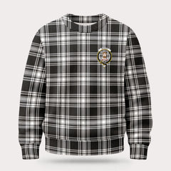 Menzies Black - White Modern Tartan Crest Sweater