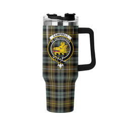 Campbell Argyll Weathered Tartan Crest 40 oz Insulated Tumbler with Handle