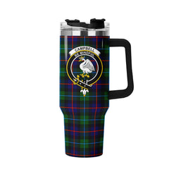 Campbell of Cawdor Modern Tartan Crest 40 oz Insulated Tumbler with Handle