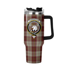 Cunningham Burgundy Dancers Tartan Crest 40 oz Insulated Tumbler with Handle