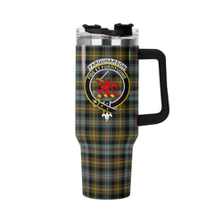 Farquharson Weathered Tartan Crest 40 oz Insulated Tumbler with Handle