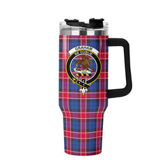 Graham of Menteith Red Tartan Crest 40 oz Insulated Tumbler with Handle
