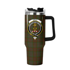 Gray Tartan Crest 40 oz Insulated Tumbler with Handle