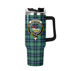 McDonald of the Isles Hunting Ancient Tartan Crest 40 oz Insulated Tumbler with Handle