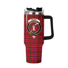 McRae Modern Tartan Crest 40 oz Insulated Tumbler with Handle