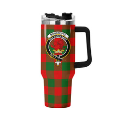 Moncreiffe (or Moncreiff) Tartan Crest 40 oz Insulated Tumbler with Handle