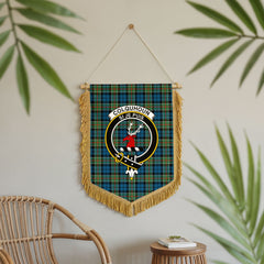 Colquhoun Ancient Tartan Crest Wall Hanging Banner - Wood Pole