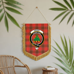 Grant Weathered Tartan Crest Wall Hanging Banner - Wood Pole