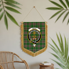 Gray Hunting Tartan Crest Wall Hanging Banner - Wood Pole