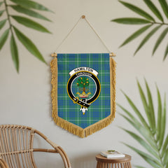 Hamilton Hunting Ancient Tartan Crest Wall Hanging Banner - Wood Pole