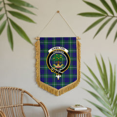 Hamilton Hunting Modern Tartan Crest Wall Hanging Banner - Wood Pole