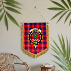 Hamilton Modern Tartan Crest Wall Hanging Banner - Wood Pole