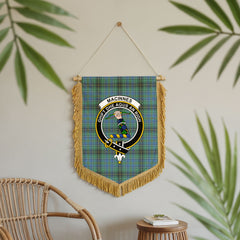 MacInnes Ancient Tartan Crest Wall Hanging Banner - Wood Pole
