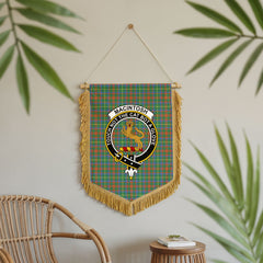 MacIntosh Hunting Ancient Tartan Crest Wall Hanging Banner - Wood Pole