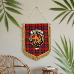 McPherson Modern Tartan Crest Wall Hanging Banner - Wood Pole