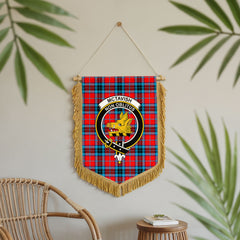 McTavish Modern Tartan Crest Wall Hanging Banner - Wood Pole