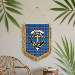 Mercer Modern Tartan Crest Wall Hanging Banner - Wood Pole