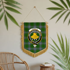 Pringle Tartan Crest Wall Hanging Banner - Wood Pole