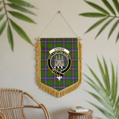 Strang (or Strange) Tartan Crest Wall Hanging Banner - Wood Pole