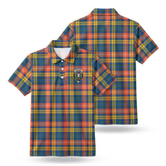 Buchanan Ancient Tartan Crest Birdseye Mesh Polo Shirt
