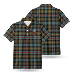 Farquharson Weathered Tartan Crest Birdseye Mesh Polo Shirt