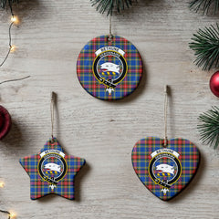 Bethune Modern Tartan Crest Christmas Ceramic Ornament
