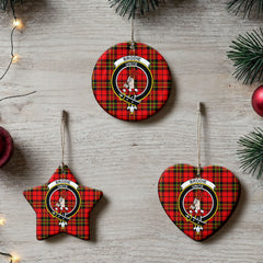 Brodie Modern Tartan Crest Christmas Ceramic Ornament