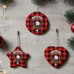 Cunningham Modern Tartan Crest Christmas Ceramic Ornament