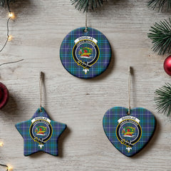 Douglas Modern Tartan Crest Christmas Ceramic Ornament