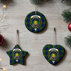 Dundas Modern Tartan Crest Christmas Ceramic Ornament