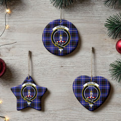 Dunlop Modern Tartan Crest Christmas Ceramic Ornament