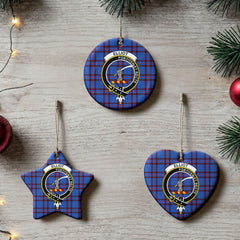 Elliot Modern Tartan Crest Christmas Ceramic Ornament