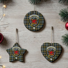 Farquharson Weathered Tartan Crest Christmas Ceramic Ornament