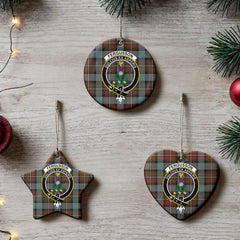 Fergusson Weathered Tartan Crest Christmas Ceramic Ornament