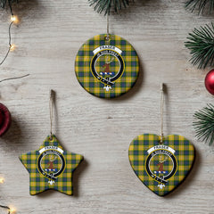 Fraser (of Lovat) Yellow Tartan Crest Christmas Ceramic Ornament