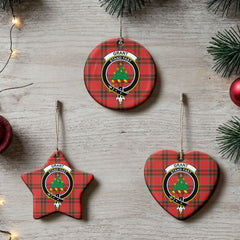 Grant Weathered Tartan Crest Christmas Ceramic Ornament