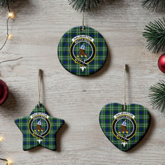 Haliburton Tartan Crest Christmas Ceramic Ornament