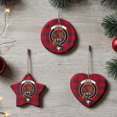 Leslie Modern Tartan Crest Christmas Ceramic Ornament