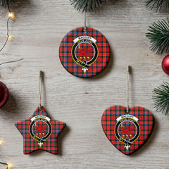 MacDuff Modern Tartan Crest Christmas Ceramic Ornament
